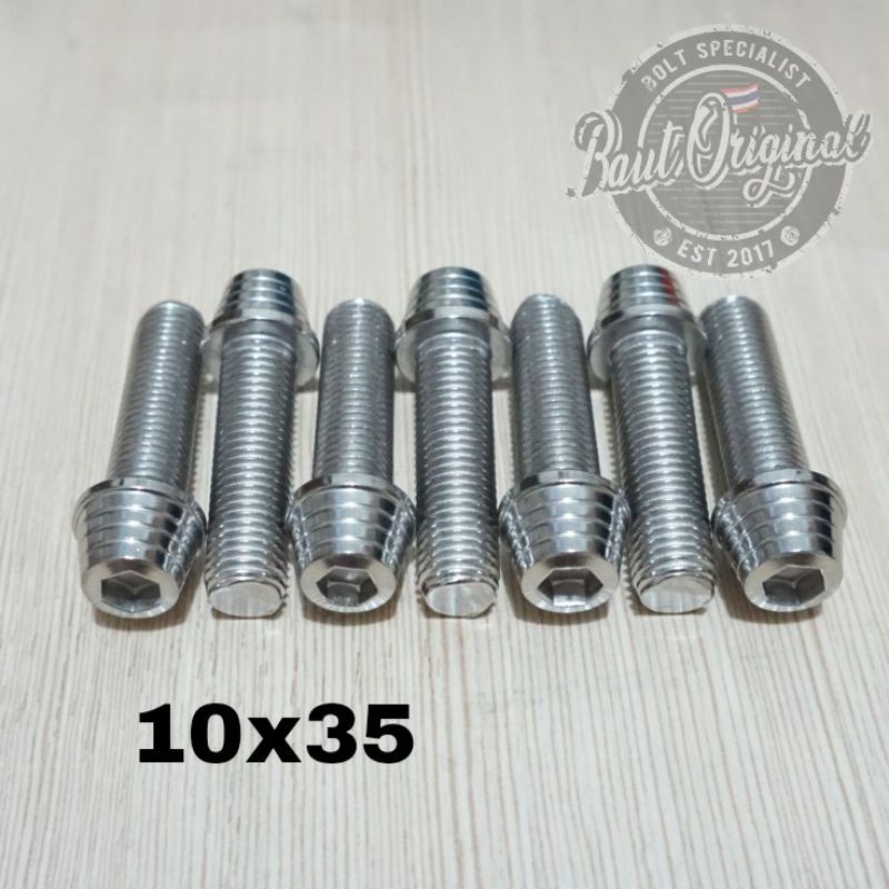 Baut probolt kerucut silver 10x35 drat 14 panjang 3.5cm heng thailand harga satuan