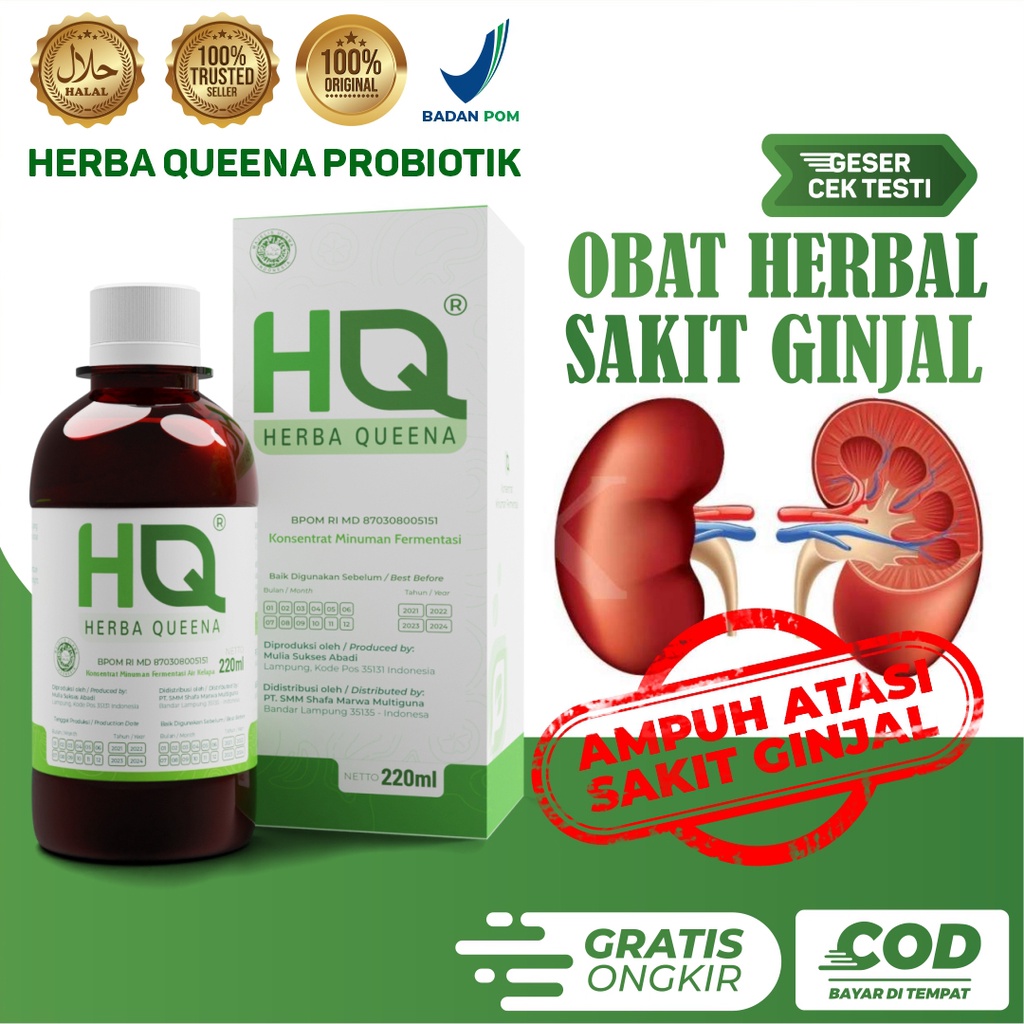 Herba Queena Probiotik HQ PRO Obat Batu Empedu Gagal Ginjal Saluran Kemih Herbal Resmi BPOM HALAL