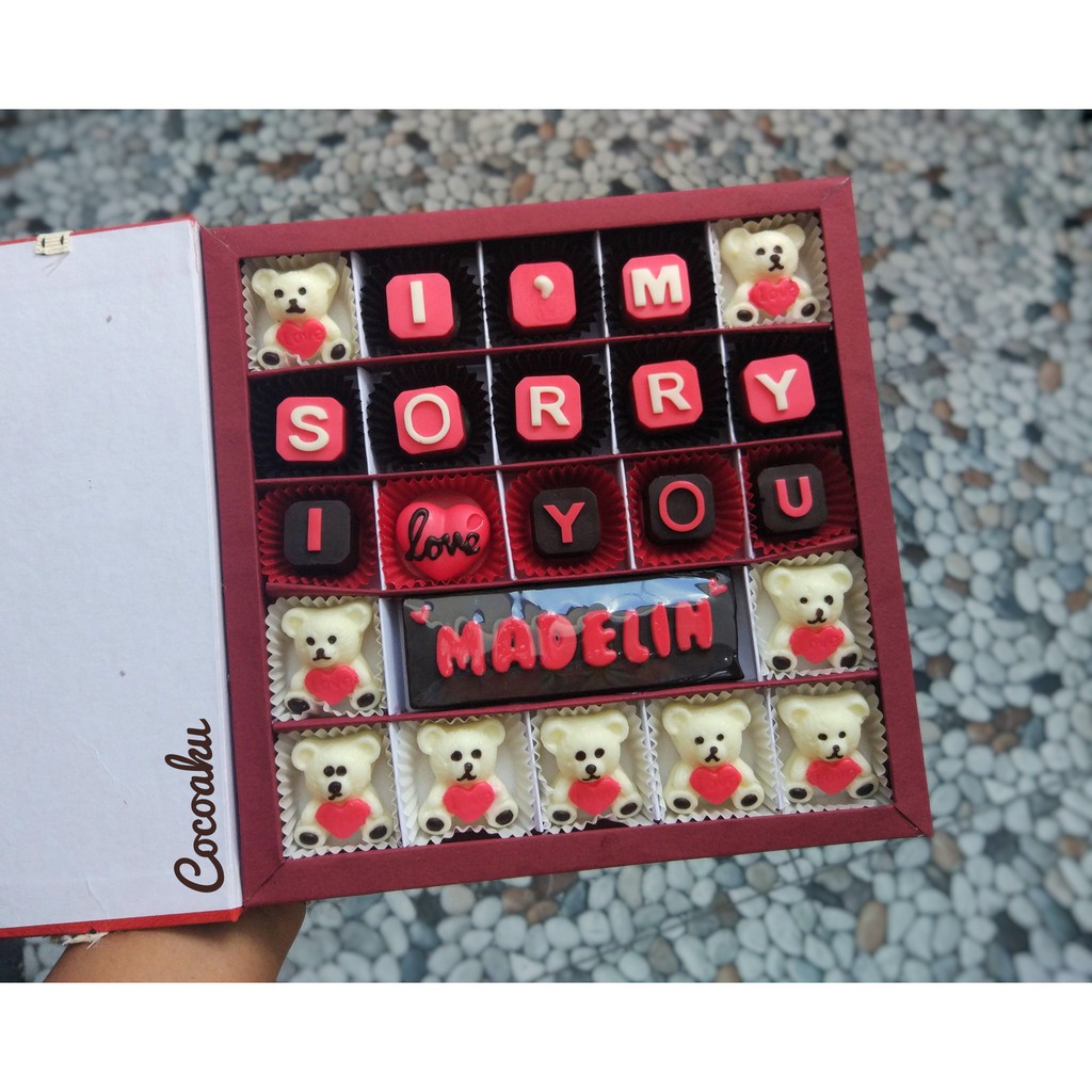 

Cokelat permintaan maaf /coklat forgive me (hardcase box 25 sekat)