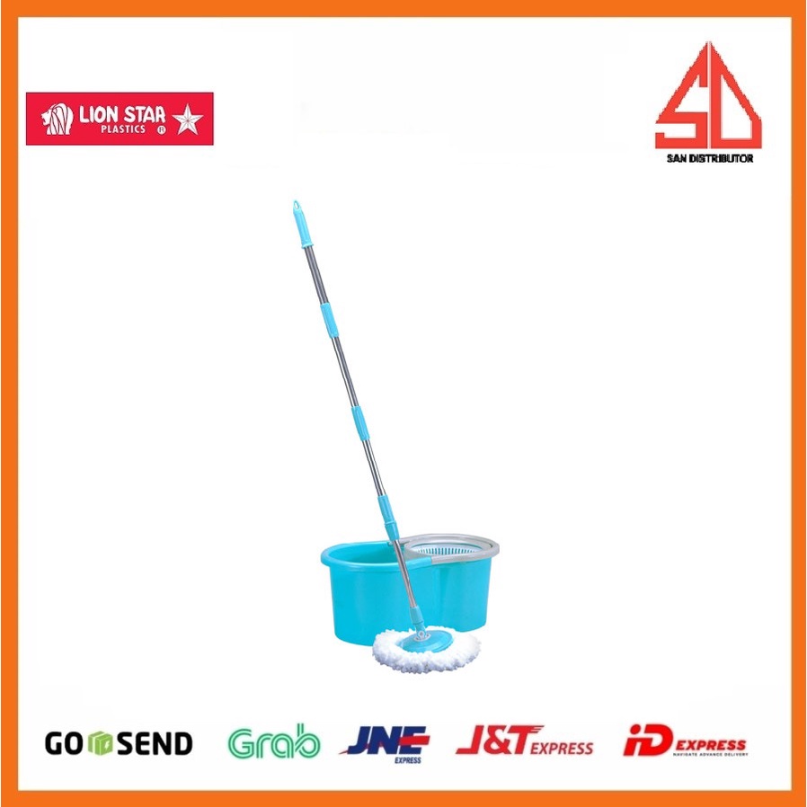 LION STAR Livina Spin Mop tongkat pel + bak ( Deluxe , standard , superior )