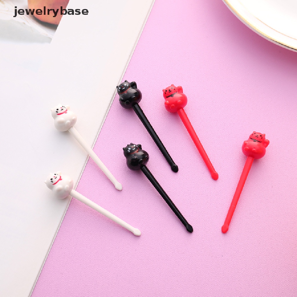 6 Pcs / Set Aksesoris Garpu Buah Bentuk Kartun Kucing Anjing Untuk Dessert