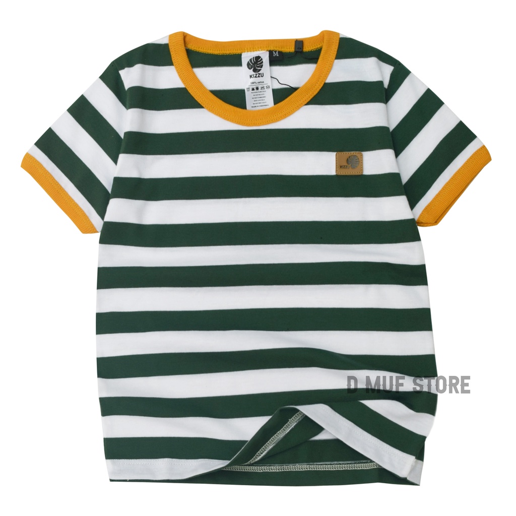 Kizzu Kaos Anak Salur Premium Usia 1-12 Tahun Salur Hijau- dmufstore