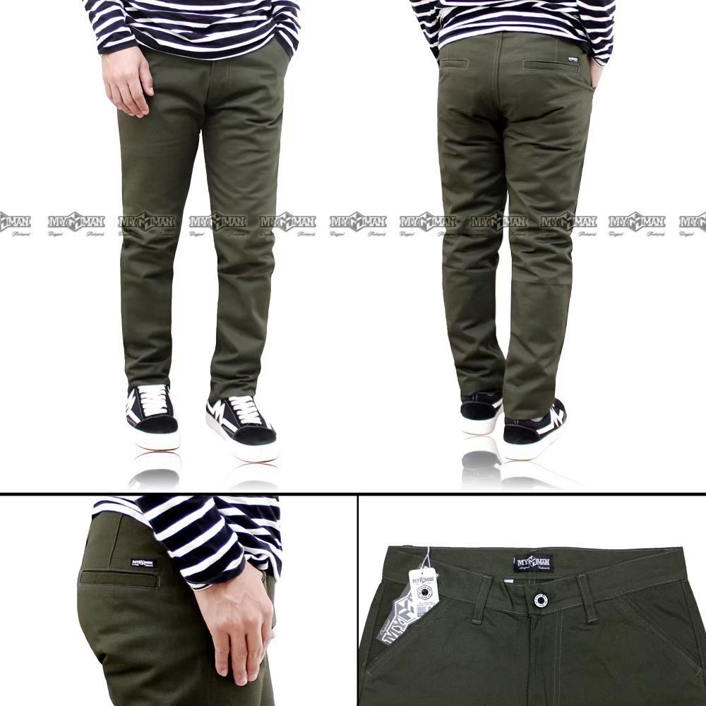 Celana Chino Panjang Pria Celana Chino Panjang Hijau Distro Murah Chino Warna Green MY MAN art CM331