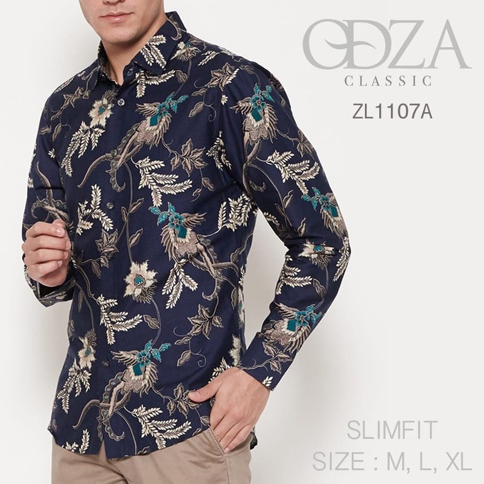 Kemeja Batik pria lengan panjang hem batik pria coklat kantor pakaian batik kerja fashion batik pria