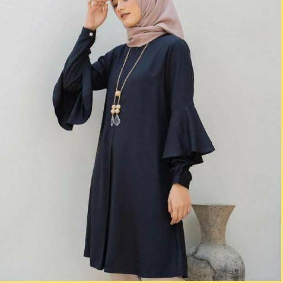 xvf Baju Tunik AtasanWanita Terbaru Model Pesta Kekinian Moscrepe Polos Tunikmurah Putih busui size