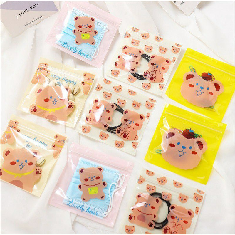 Plastik Pouch Motif Beruang /Plastik Klip Motif Beruang / Plastik Masker Motif Beruang