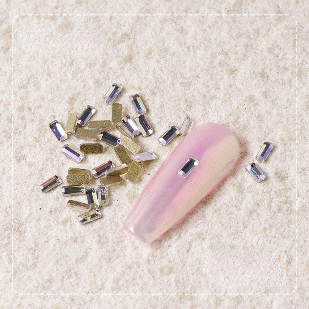 AUGUSTINA Agustina Kuku Flat Bottom Charms Flash Shiny Nail Ornaments Shaped Drill Nail Salon DIY Bahan Kuku Dekorasi Kuku 3D