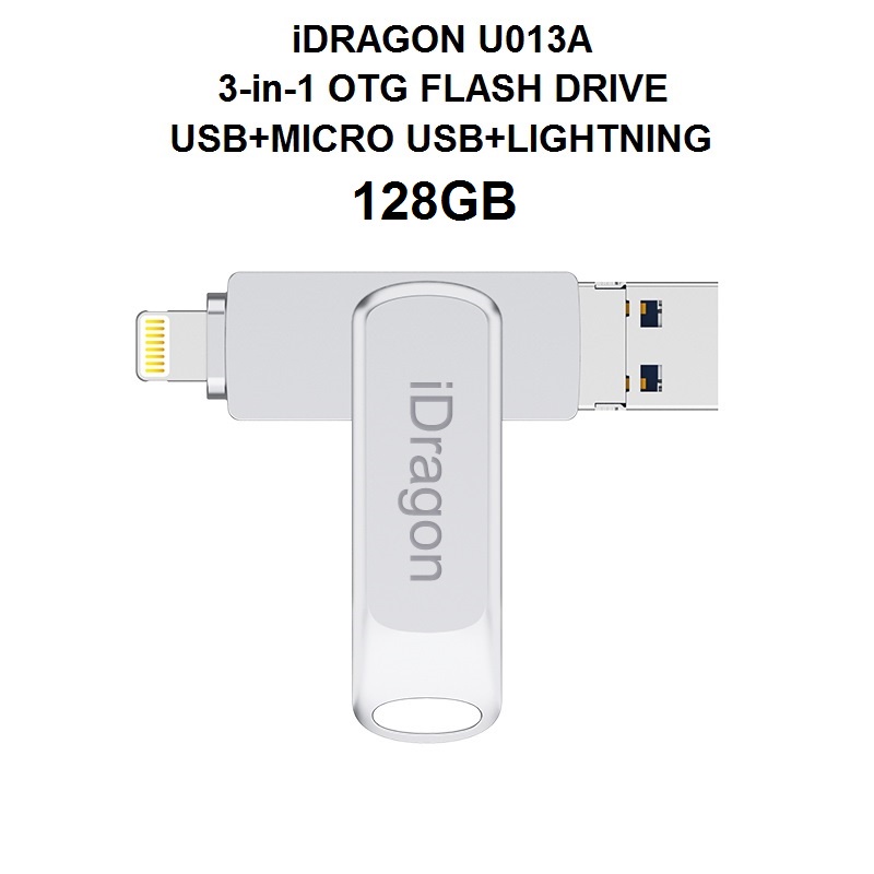 AKN88 - iDRAGON U013A - 3-in-1 Mini USB OTG Flashdrive 128GB Capacity