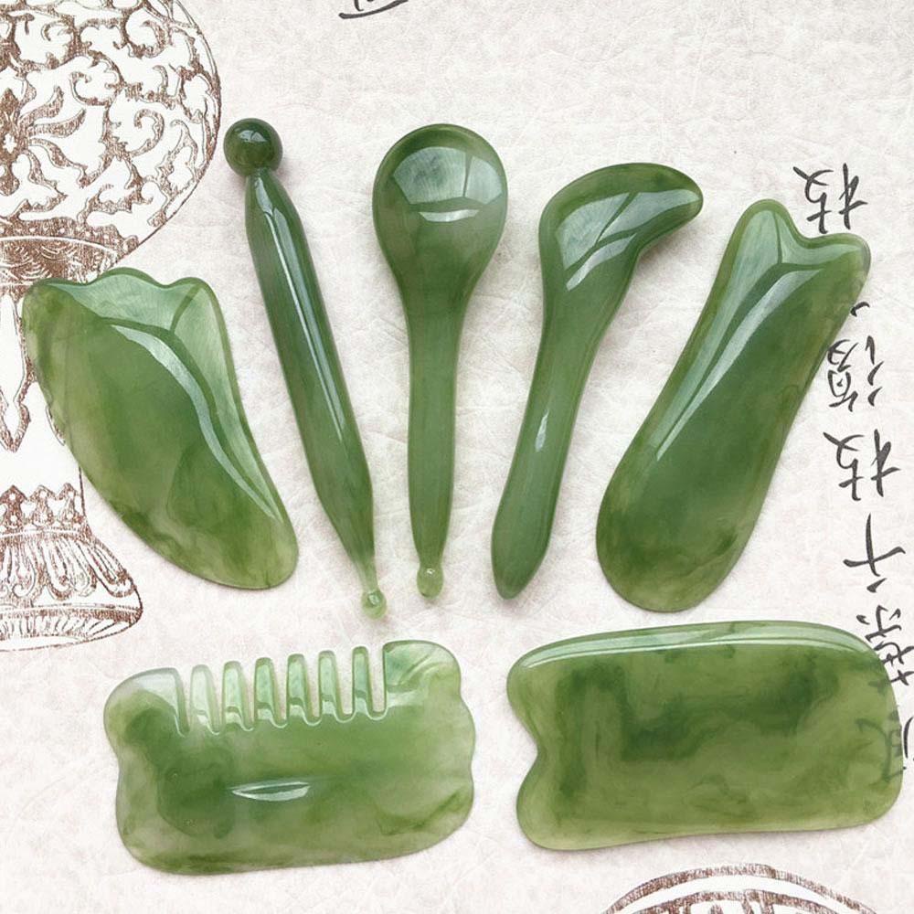 Agustin Gua Sha Papan Set Wanita Perempuan Resin Alami Kuarsa Tubuh Emerald Green Massager
