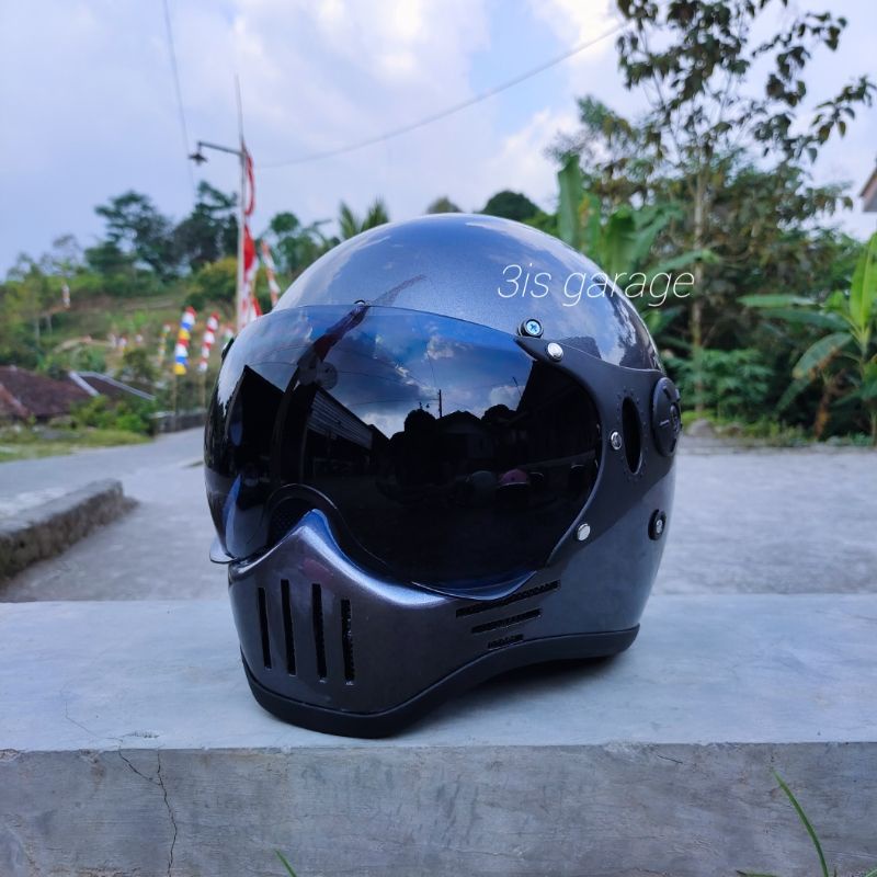 HELM CUSTOM CLASSIC SIMPSON M30 KACA PILOT RETRO KLASIK