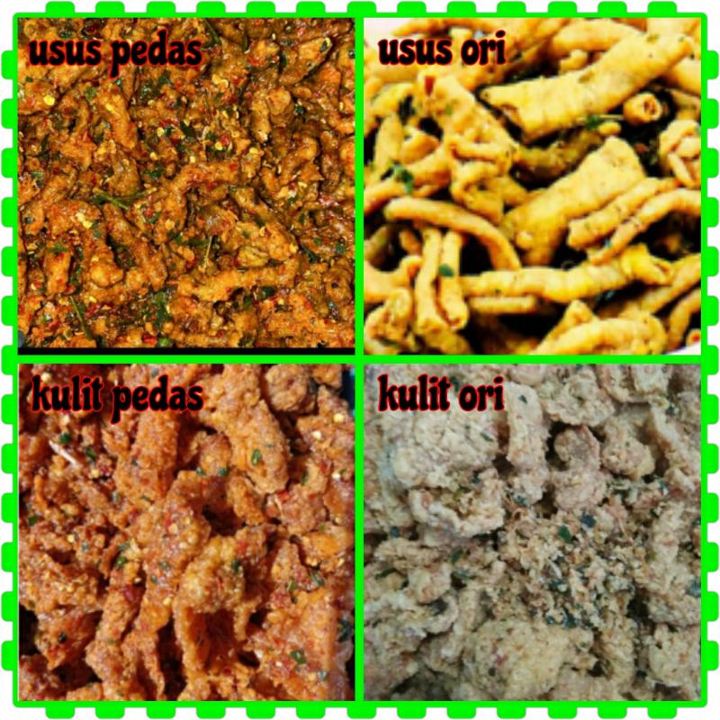 

[READY SESUAI STOK SIAP KIRIM] Keripik usus ayam dan kulit ayam pedas daun jeruk 250 gr