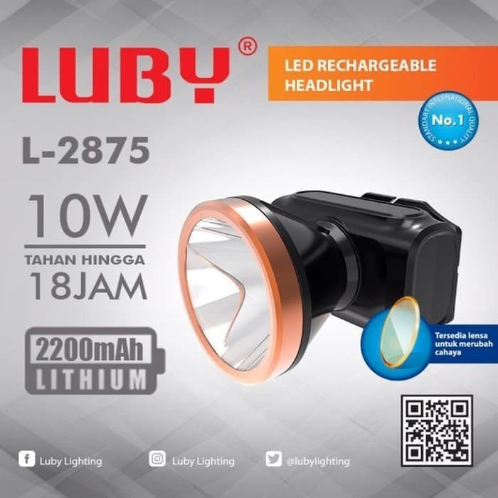 Luby  Senter Kepala L 2875 10 Watt bonus lensa kuning Headlamp