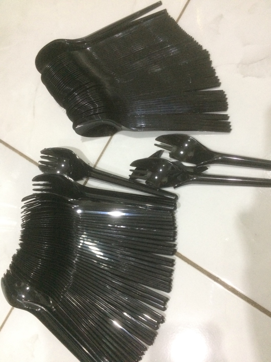 Sendok Garpu 2 In 1 ( 50 Pcs) Warna Hitam / Spork / Half Fork