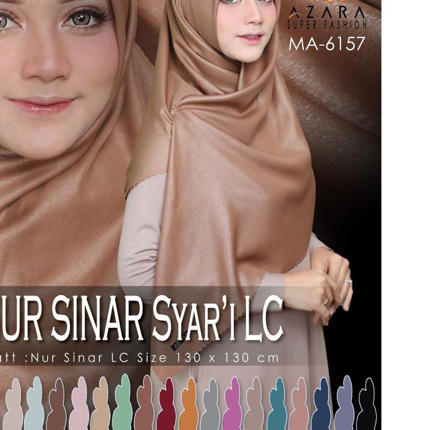 ֍ [Pilih WARNA] NUR SINAR SHINAR SYARI LC Azara Hijab Segiempat Polos Luxury Premium Glitter Glowing