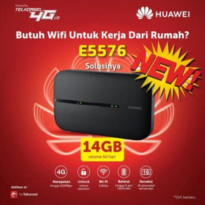 Mifi Modem Wifi Router 4G Unlock Huawei 5576 Free Telkomsel 14Gb