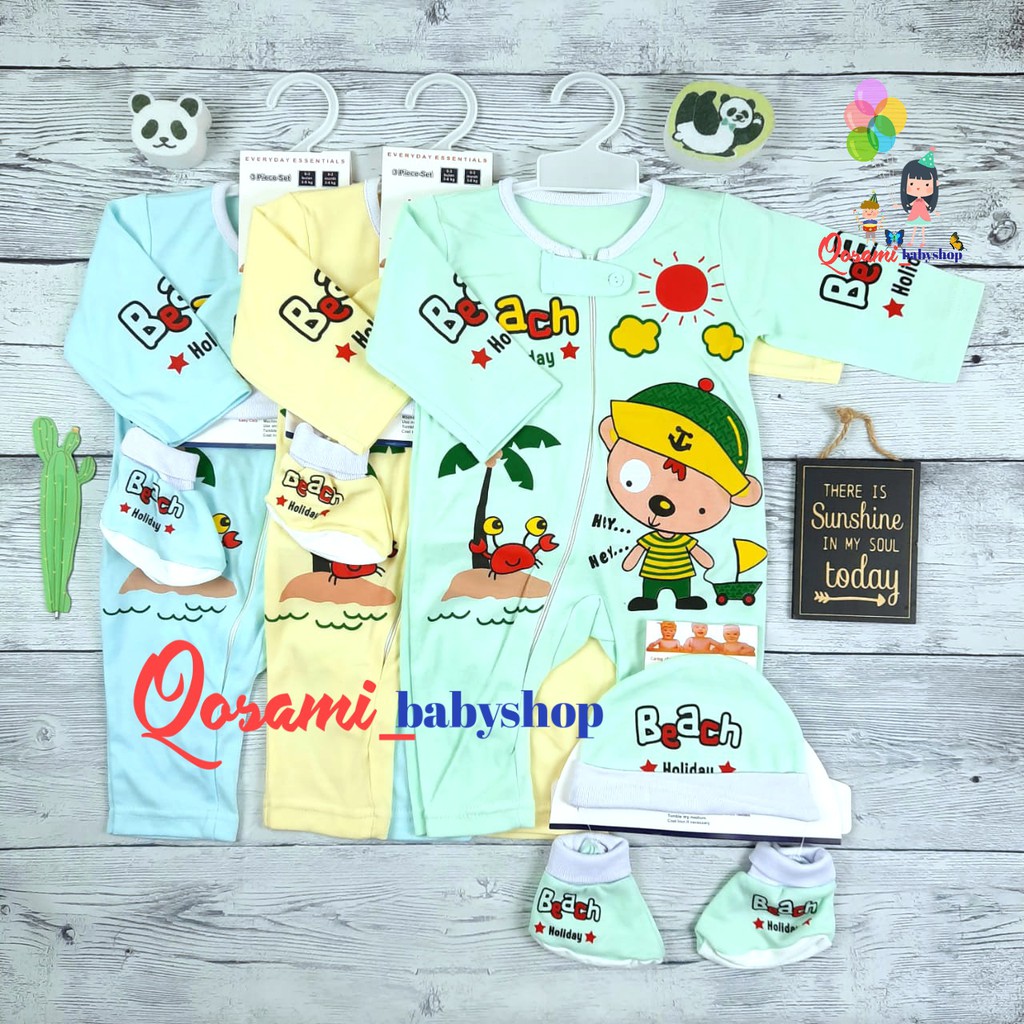 LONCENG Jamsuit Panjang Bayi newborn Plus Topi &amp; Koas Kaki Bayi SNI