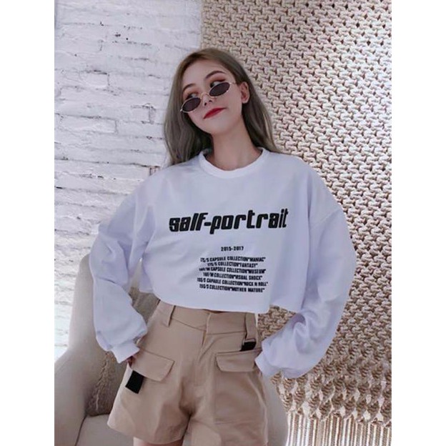 SELF POTRAIT Sweater Crewneck Oblong Oversize Wanita | Blouse Switer Jacket Croope OOTD Cassual Fleece Tebal