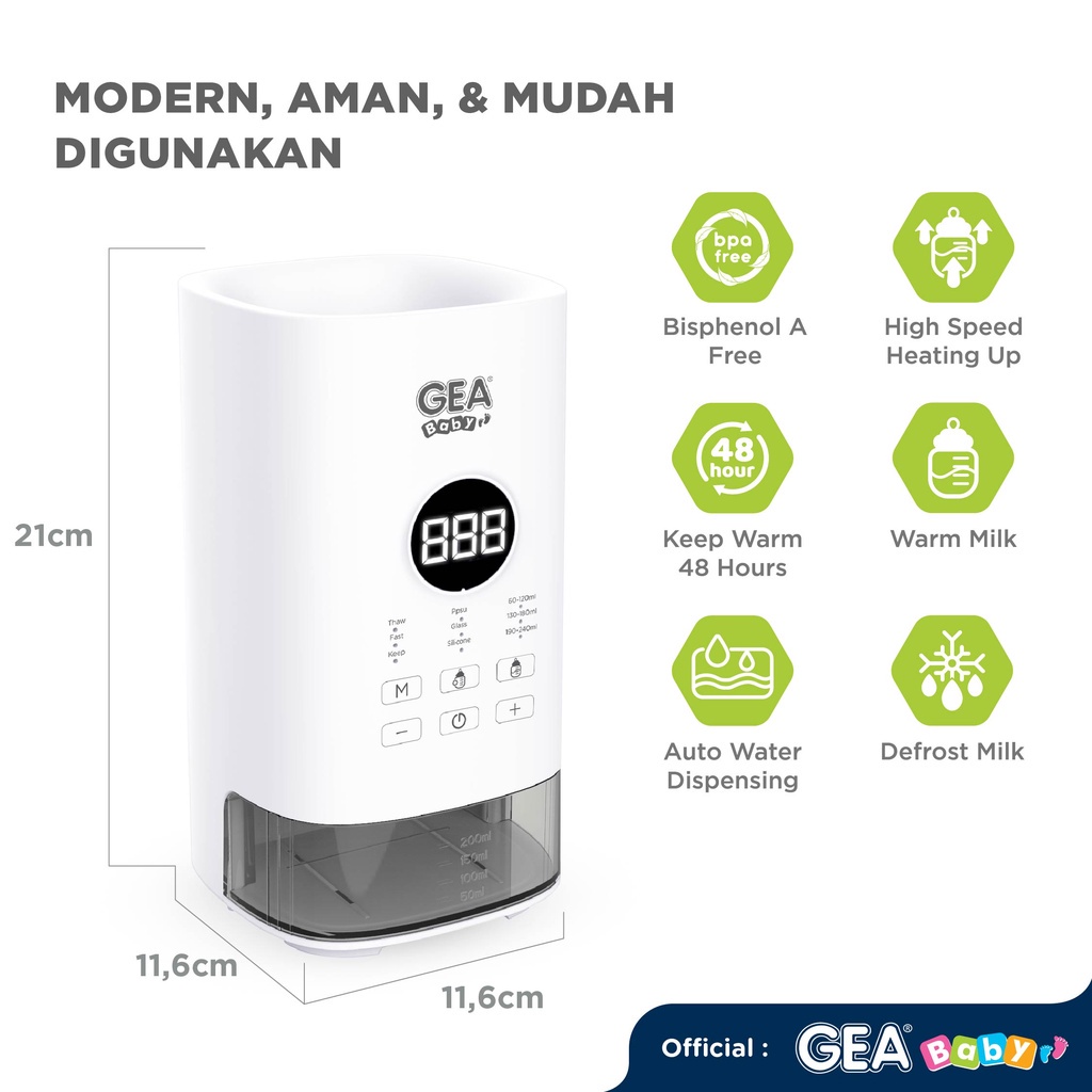 GEA Baby Smart Auto Bottle Warmer GW-200 / Gea baby Smart Digital Bottle Warmer &amp; Sterilizer GW-100 / penghangat botol susu / pemanas susu / pemanas makanan / sterilisasi uap