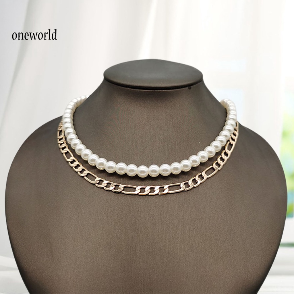 Kalung Choker Rantai Mutiara Tiruan Lapisan Ganda Anti Karat Untuk Hadiah Anniversary Wanita