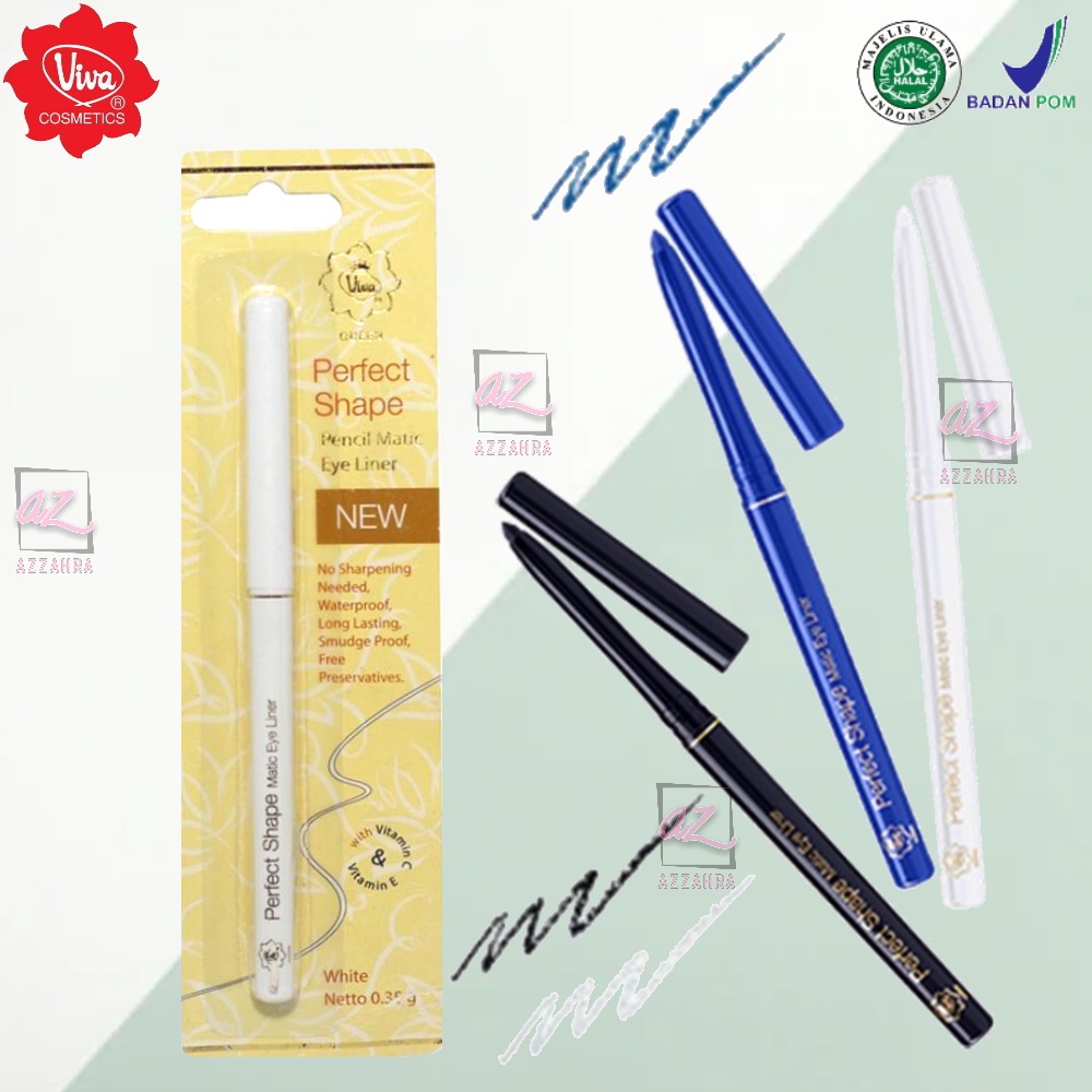 Viva Queen Perfect Shape Pencil Matic Eye Liner | Eyeliner Black, White, Blue 0.35g