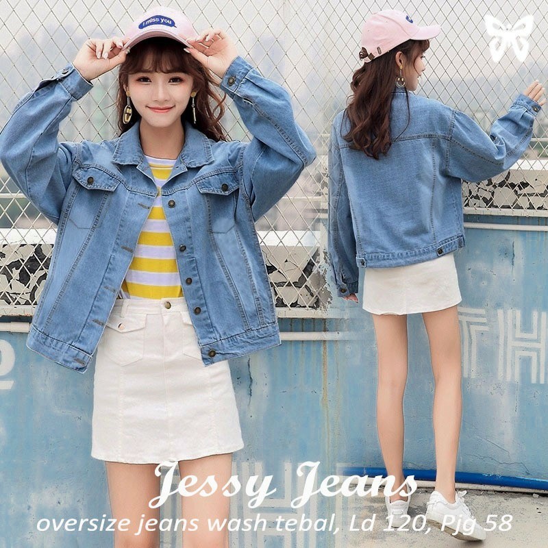 JAKET DENIM PULL&BEAR WANITA OVERSIZE JUMBO 100% BEST SELLER / Jaket Jeans Jumbo Jessy Bhn Jeans