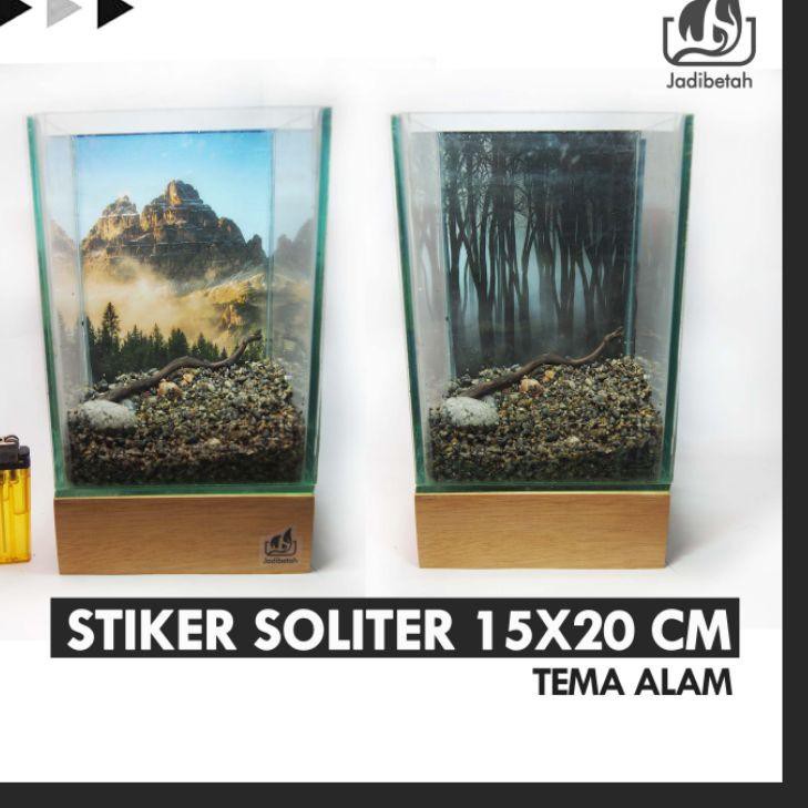 BEST Stiker Soliter 15x20 (Tema Alam) / Sticker Aquarium Mini / Background Akuarium
