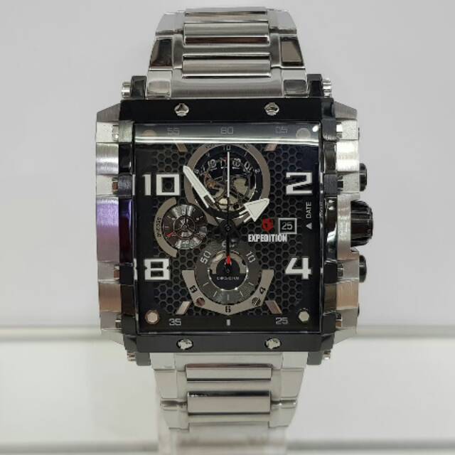 Jam tangan expedition e6757 rantai silver black