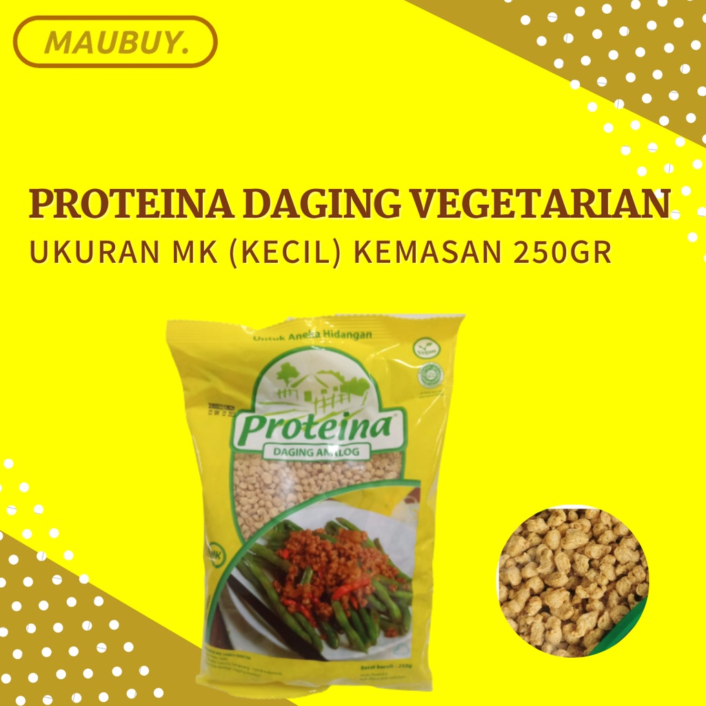 

PROTEINA DAGING NABATI UKURAN MK/KECIL DAGING VEGAN/VEGETARIAN KEMASAN 250GR