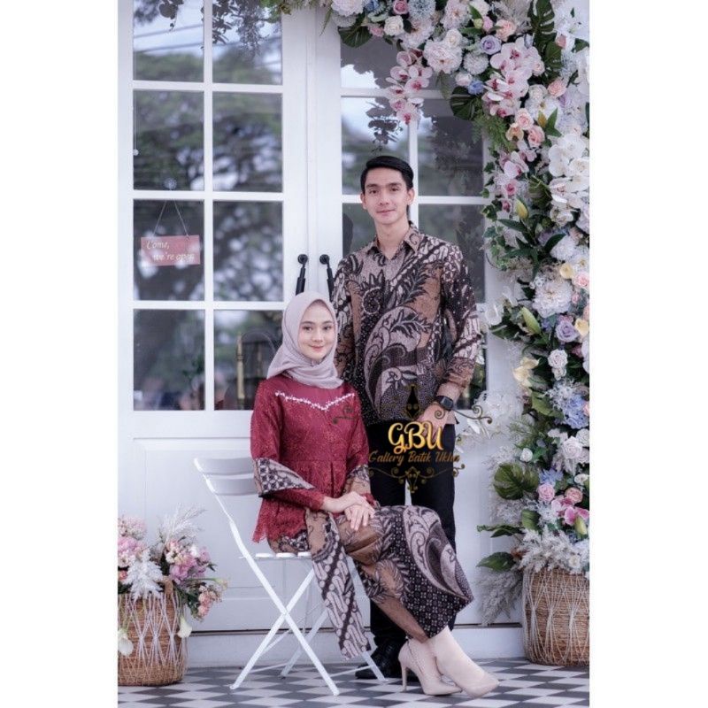 Kebaya Couple Asyifa Maroon Batik kebaya Couple lamaran Kebaya Couple brokat Kebaya Couple wisuda