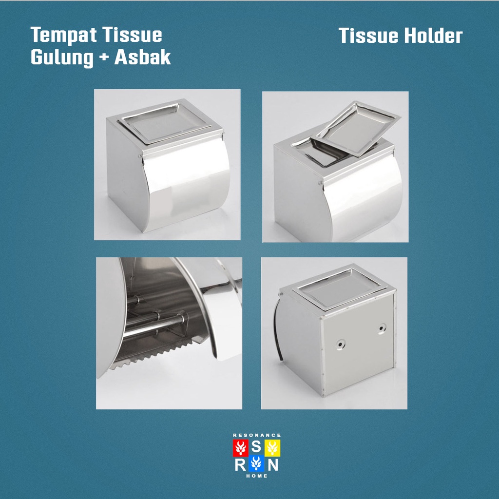 Kotak Tempat Tissue Gulung Dekorasi Kamar Mandi Bahan Stainless Resonance Home