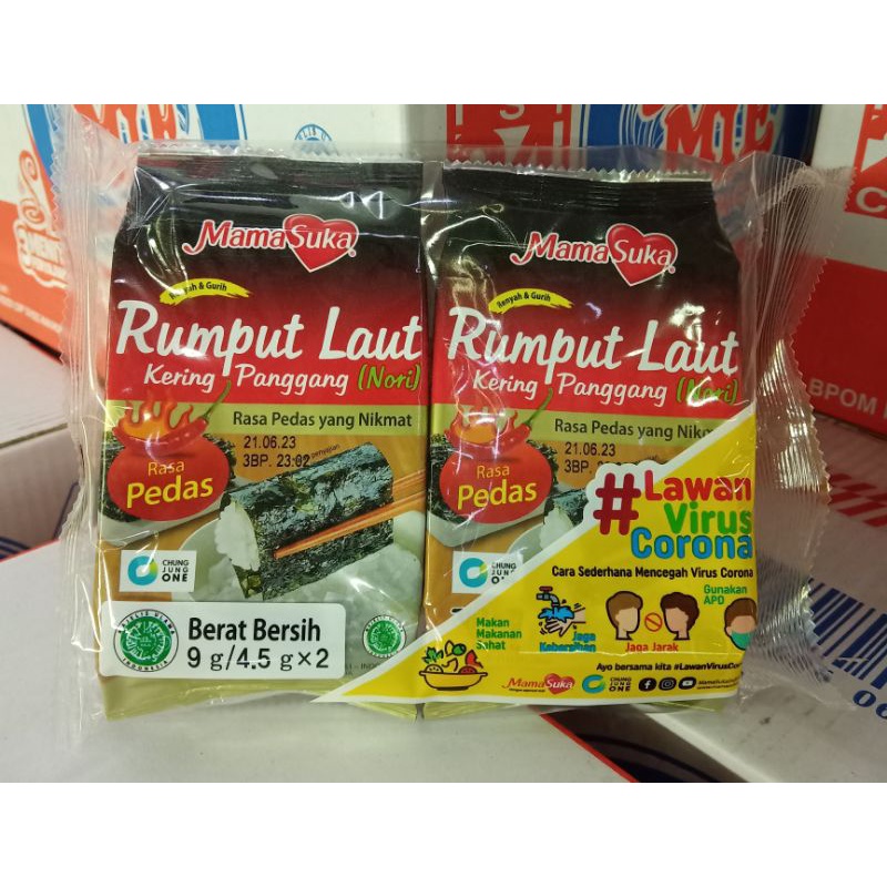 

4,5grx2 Mama Suka rumput laut kering panggang (nori) rasa pedas