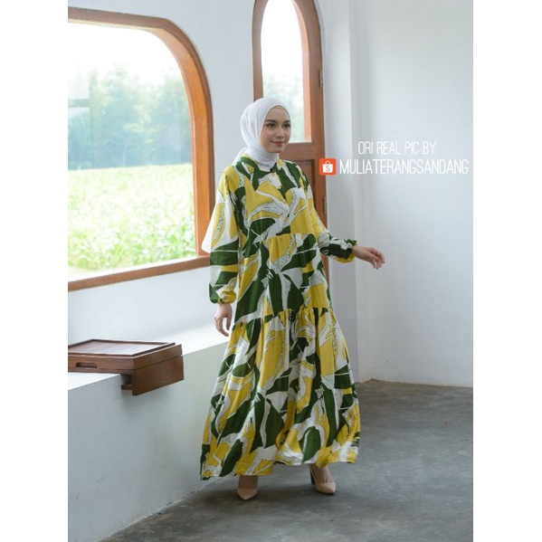 [4 WRN AD JUMBO]High Quality Olive Maxi Dres Gamis Syari Rayon Viscose Premium