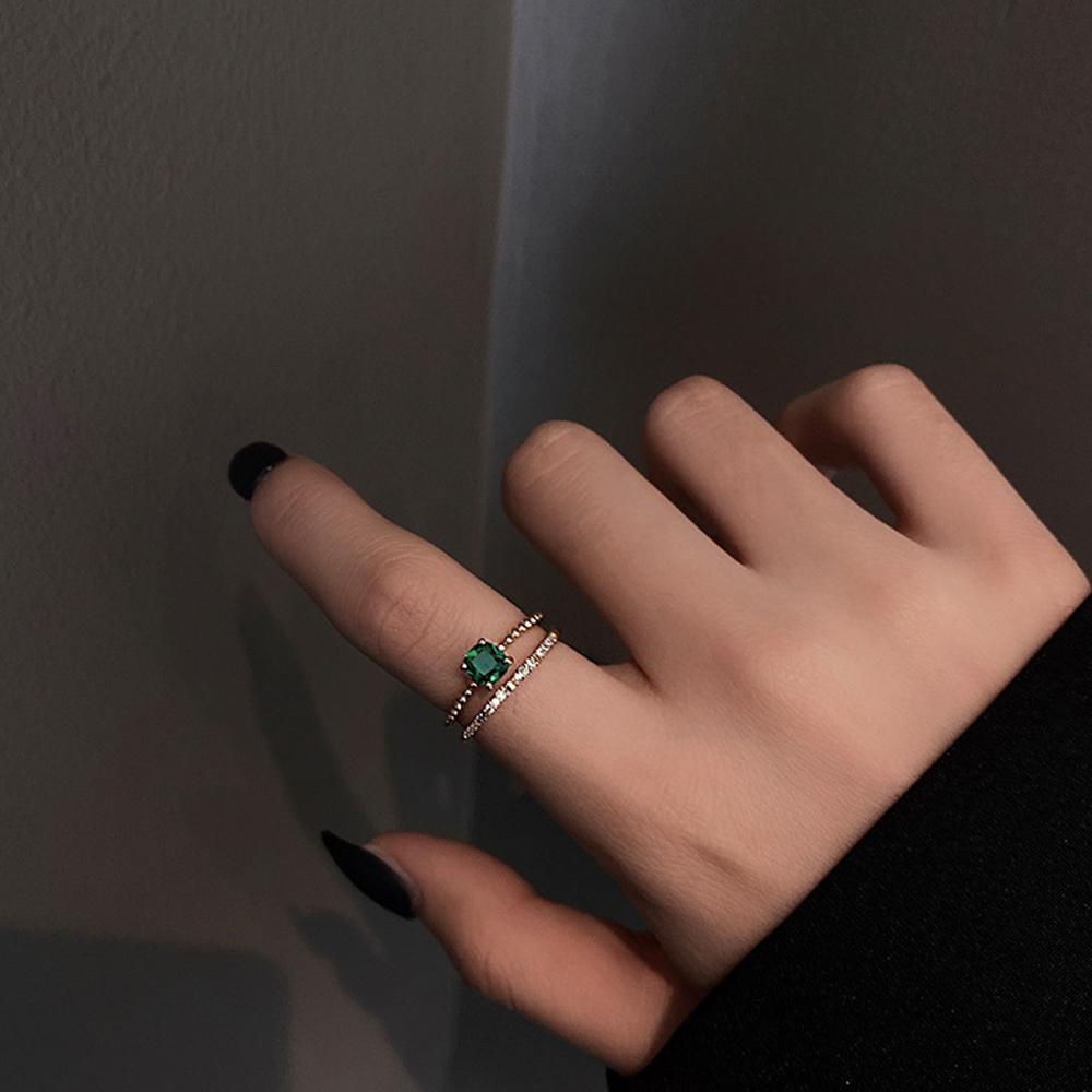 Needway   Pembukaan Cincin Perhiasan Kepribadian Elegan Fashion Serbaguna Double-layer Fashion Jewelry