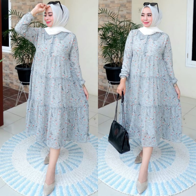 MIDI DEWASA, DRESS TERBARU, MIDI DRESS BAHAN CERUTY BABY DOLL, DRESS DEWASA MIDI, MIDI CERUTY