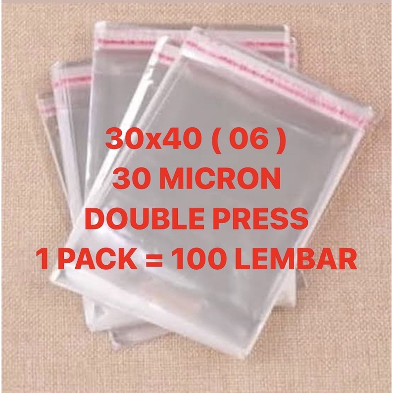 30x40 06 ( 30 MICRON ) 100 LEMBAR | PLASTIK OPP SEAL BAJU KONVEKSI