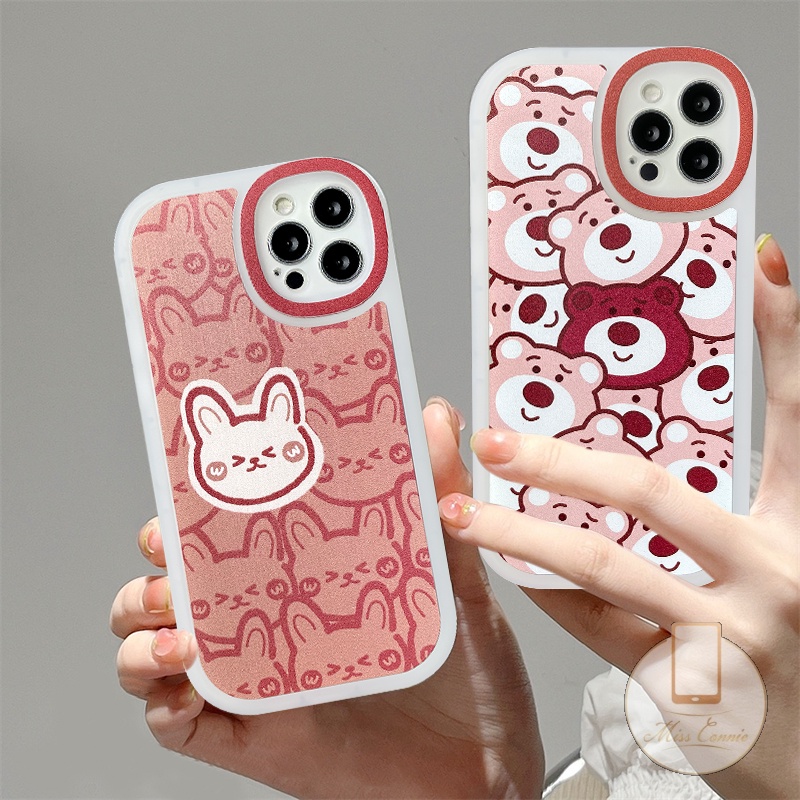 Xiaomi Redmi 12C A1 10 9 9A 10C 9C NFC 9T Note 11 9 8 10 10S 10 Pro Max Plus POCO F4 K40s Cute Bear Rabbit Full Back Oval Perlindungan Lensa Anti Jatuh Back Soft TPU Case