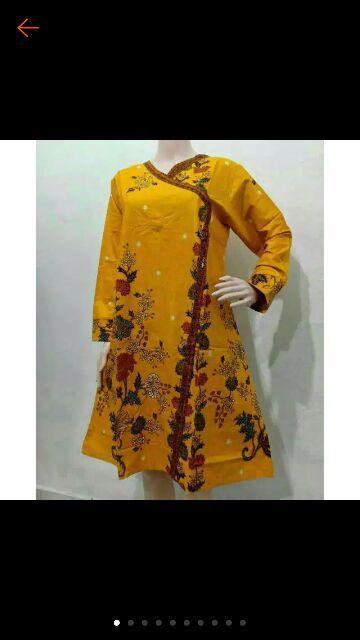 Aserehe Zigzag Tunik Jumbo Batik Mataraman Sogan Camaline Seragam Kantor Kerja