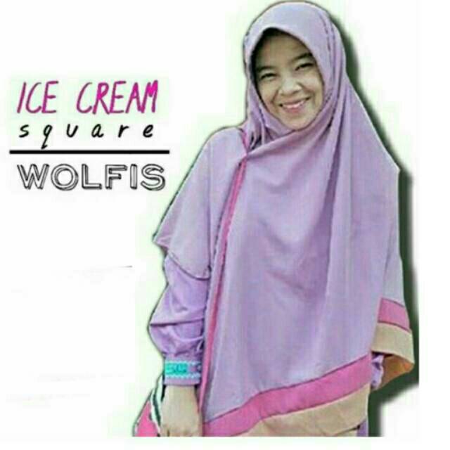 Ice cream square jilbab khimar HIJABER HIJAB SYARI PELANGI KERUDUNG KRUDUNG