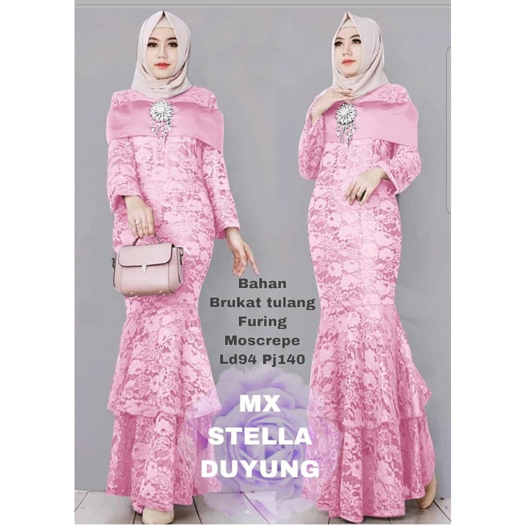 ESME- Maxi Stella/ COD/MAXI BRUKAT DUYUNG/MAXI BRUKAT MUSLIM/ MAXI DRESS KEKINIAN/ FASHION MUSLIM