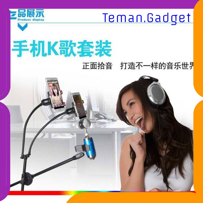 TG-BD086 TaffSTUDIO Microphone Standing Tripod with 2 x Smartphone Holder NB-03