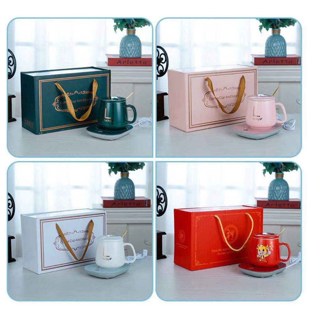 gelas keramik atau mug keramik dan pemanas gelas satu set (FREE KARTU UCAPAN STOCK TERBATAS)