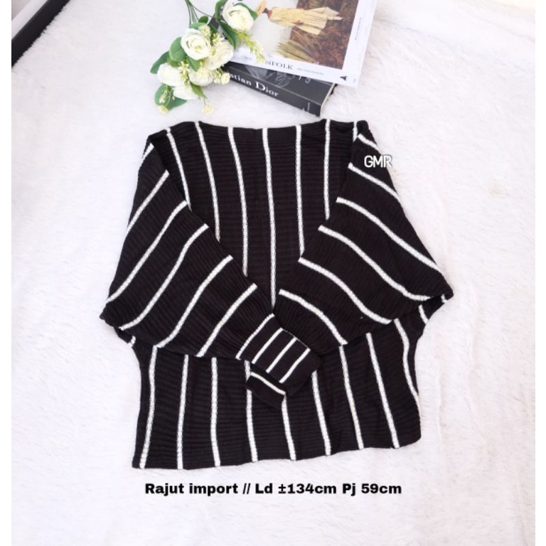 BISA COD // RAJUT BATWING GARIS MODEL KELELAWAR