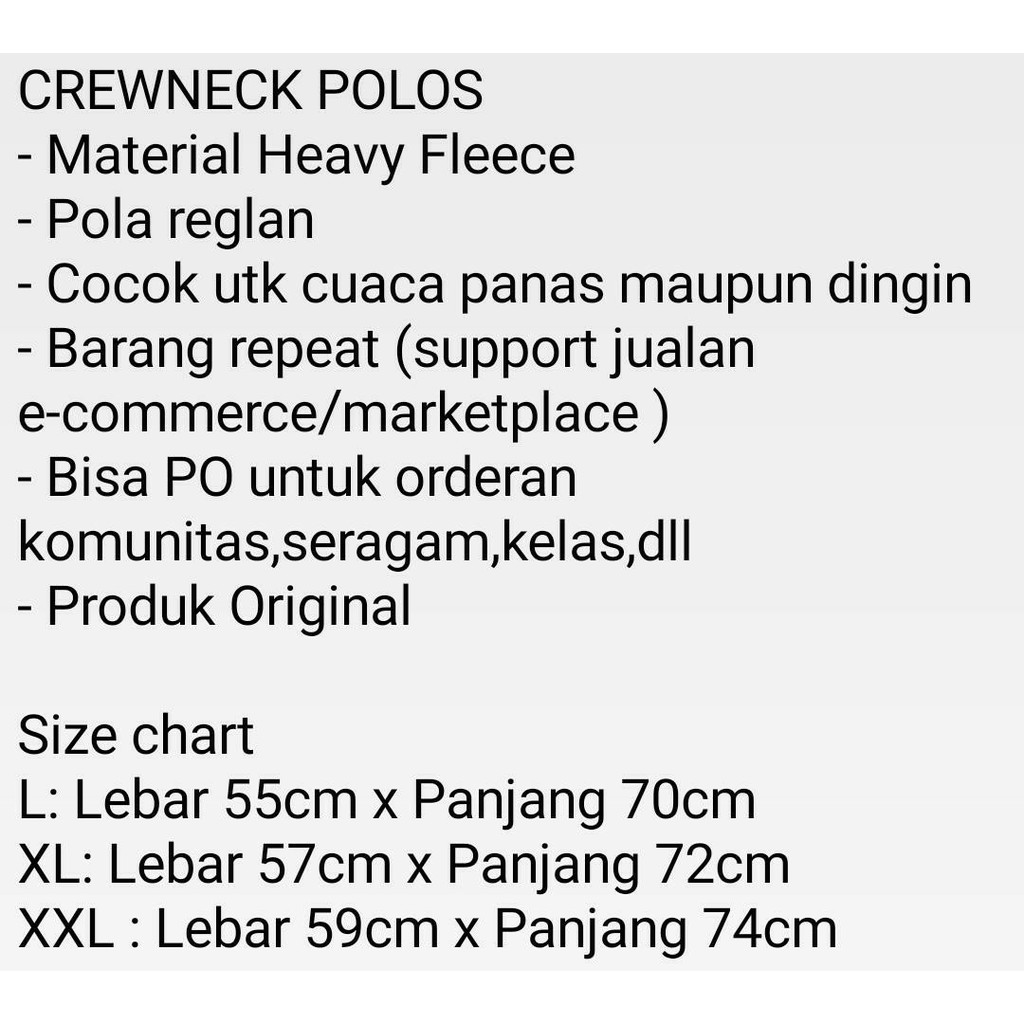 Sweater Crewneck Pria dan Wanita Big Size / Sweater Polos Wolv / Crewneck Polos Terbaru [SIAP KIRIM]