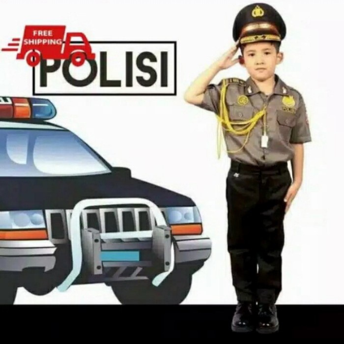 `BISA COD` Baju Polisi Anak Polwan Dinas Anak Polisi Dinas Anak tk - Polisi dinas, S