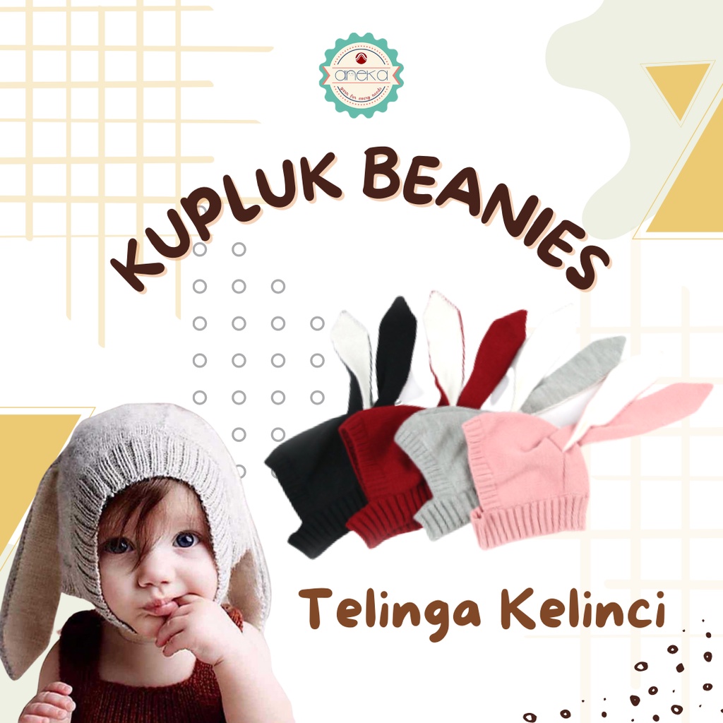 TOPI KUPLUK BAYI RAJUT KELINCI BUNNY UNISEX LUCU / BUNNY KNITTED BABY HAT