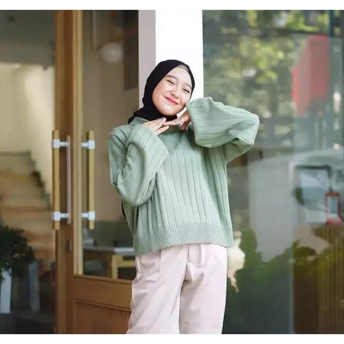 VIBE TURTLE KNITE OVERSIZE | SWEATER RAJUT KERAH TINGGI