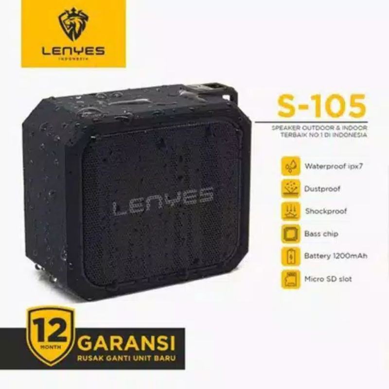 Speaker Bluetooth Lenyes S105 Waterproof Bass Nendang