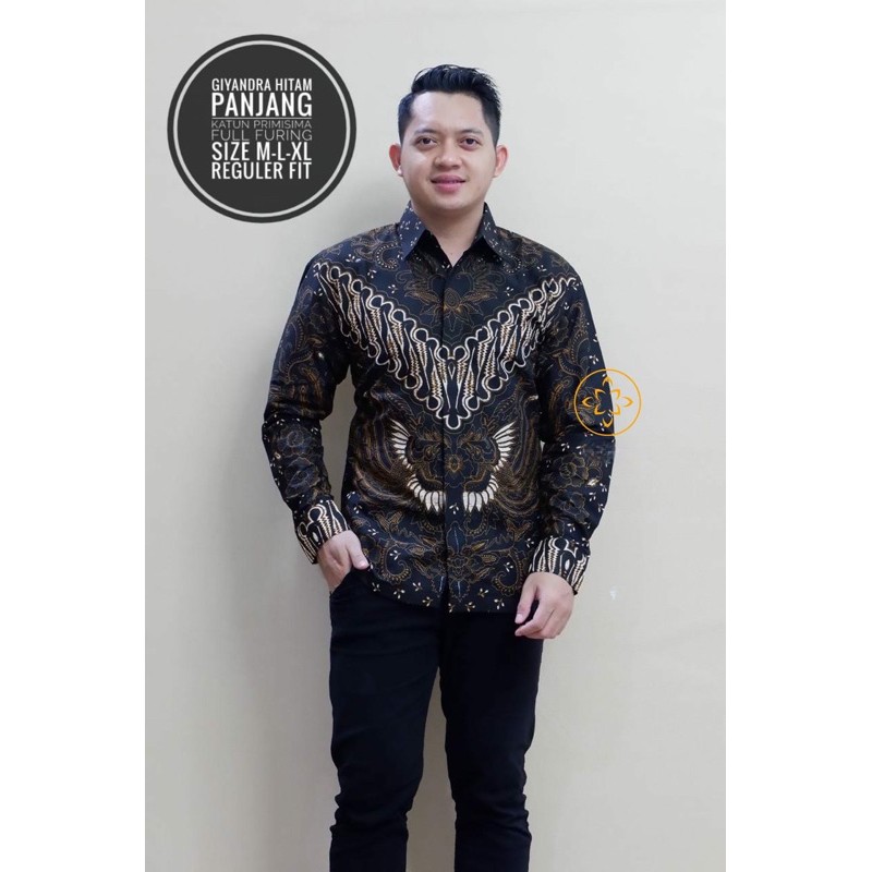 KEMEJA BATIK SOLO MOTIF GIYANDRA HITAM