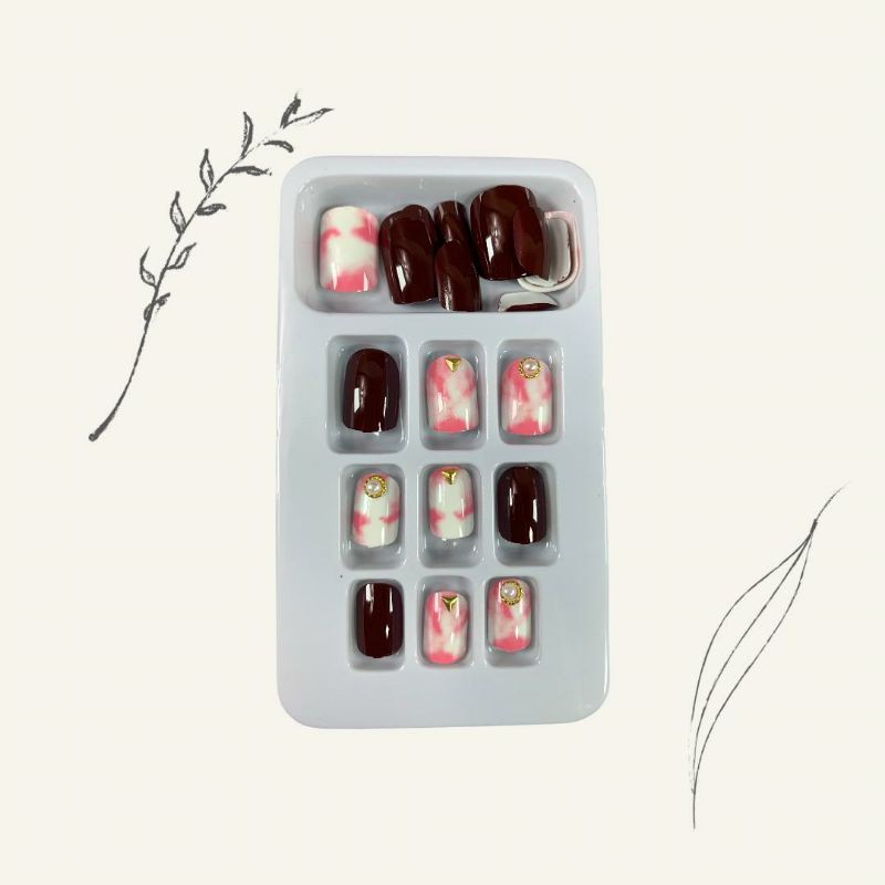 NAIL FAKE LANGSUNG PAKAI ISI 24PCS FREE NAIL GLUE NAIL EXTENSION