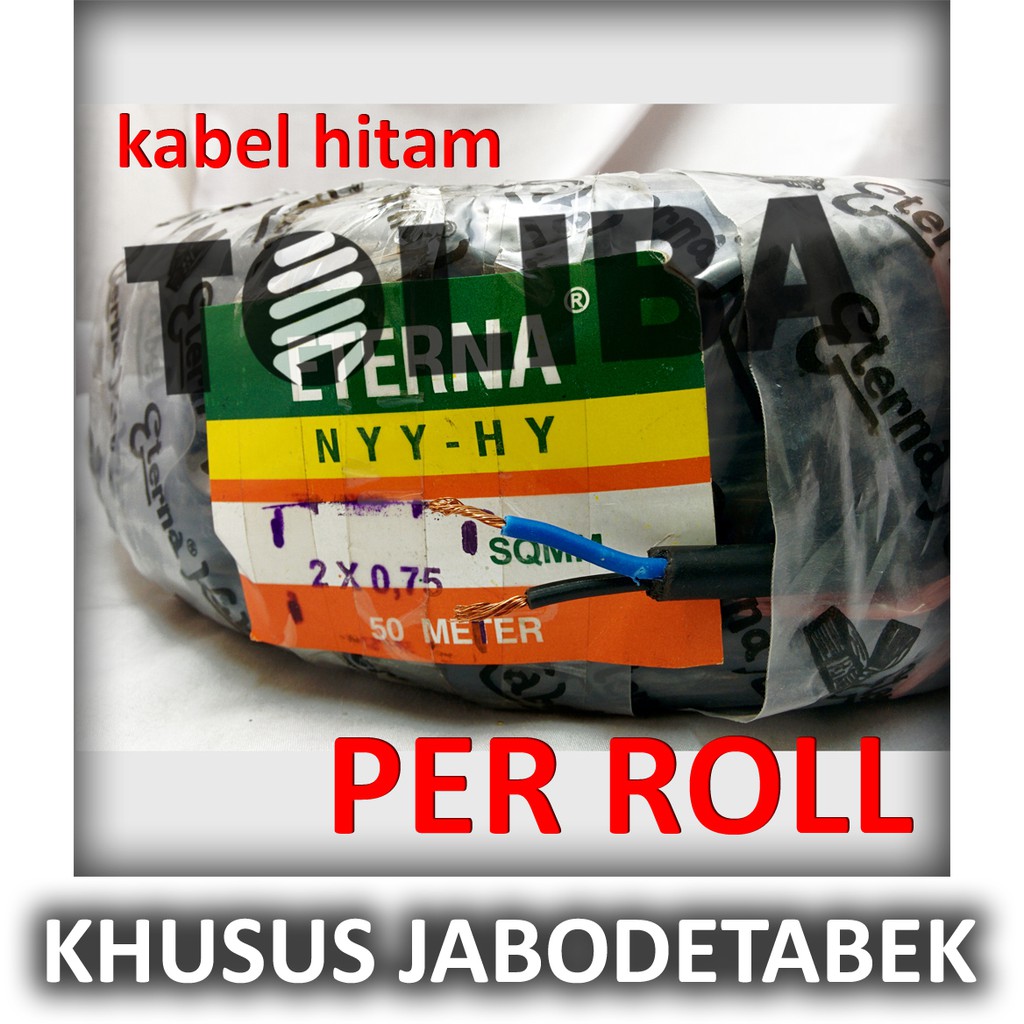 kabel hitam eterna nyyhy 2x0.75 2x0,75 kabel serabut isi 2 / 50meter 50m kabel roll GOS*ND